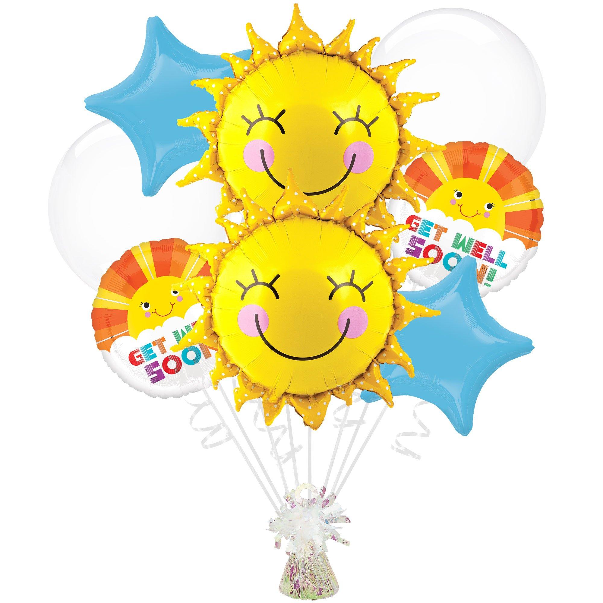Smiling Sun Get Well Soon Foil Balloon Bouquet